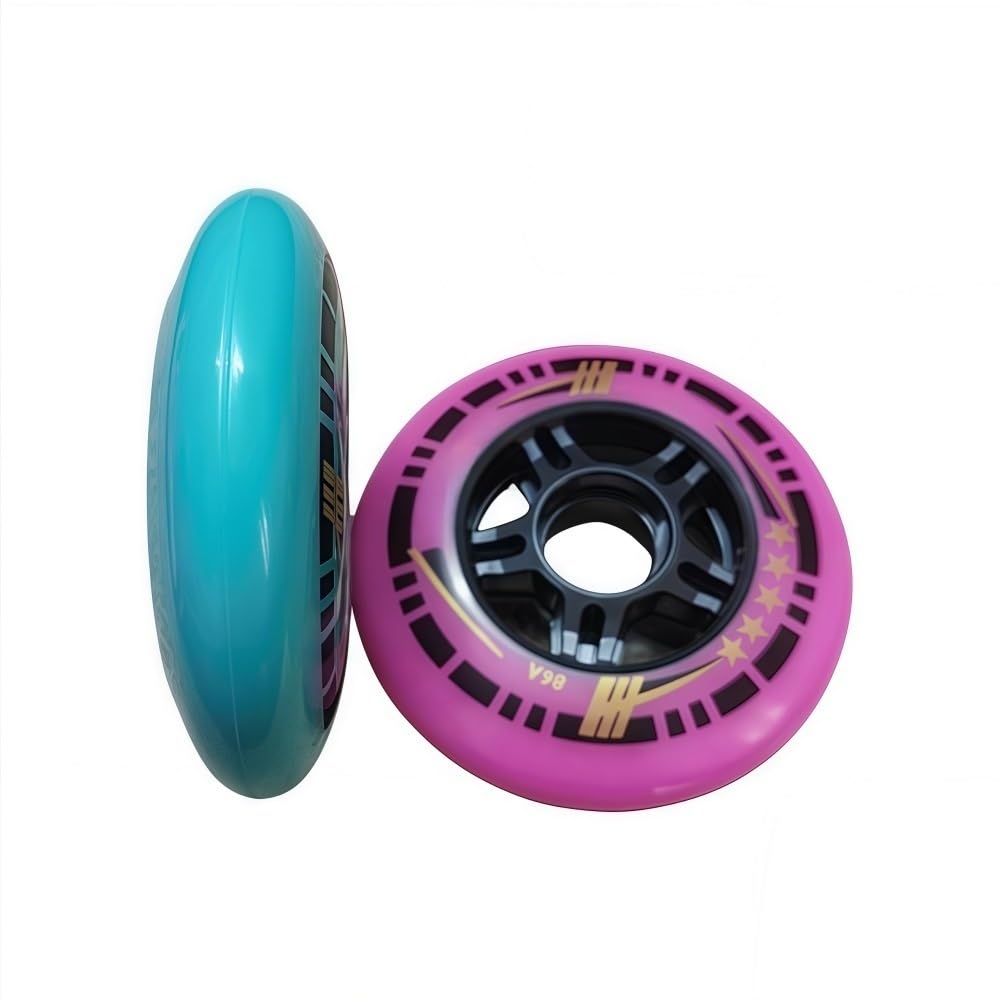 Mit Lagern Inline Skate Räder 84A Rollschuhrollen PU Material Leise, langlebig,Sanftes Gleiten 90 MM 8Er Pack Geeignet für Asphalt und Beton(Grün)