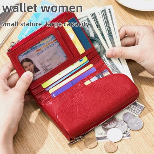 Unisex Pebble Leather Wallet,Small Wallets for Women,Short RFID Genuine Leather Purse for Coins and Cards,Slim Soft Genuine Leather Wallets for Men&Women (Light Purple)2