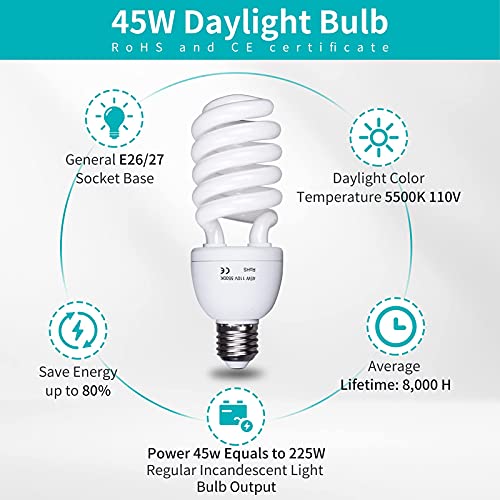 Gloshooting Photography Umbrella Continuous Lighting Kit, Professional 600W Photo Studio White Reflective Umbrella With Light Stand And 2 Sand Bags For Portrait, Video, Photoshoot #TOP2