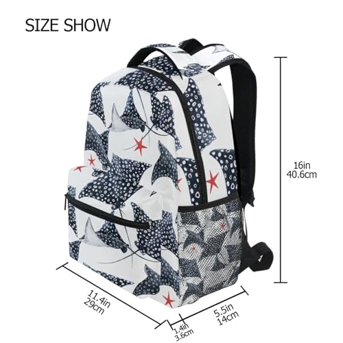 Watercolor Stingray Fish Pattern Boys Girls Kids School Backpacks Bookbag, School Bag Travel Backpack Daypack4