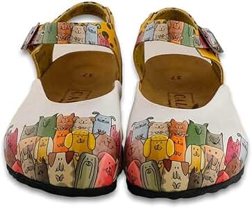 Calzado Verano Colorido Mujer Zuecos Goby Para Mujer - Hechos A Mano, Estampado Colorido, Suela EVA, Talla Elefante Y Lino Zuecos Estampados Coloridos