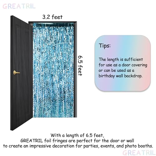 Wavy Blue Streamers Party Backdrop - GREATRIL Photo Booth Backdrop for Shark/Moan/Sea/Ocean/Birthday/Babys/Beach/Pool/Summer/Hawaiian/Luau Themed Decor - 3.2ft X 6.5ft - 2 Packs by GREATRIL - Image 4