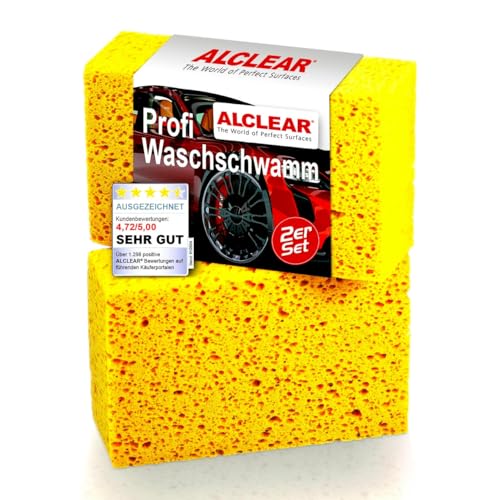ALCLEAR 6080WS 2er Set Auto Waschschwamm, Jumbo Autoschwamm für Autopflege, Lack, Felgen, Reinigung außen und innen, 18x12x6 cm