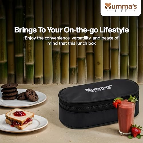 Image of Mumma's LIFE Stainless Steel Lunch Box Suitable for School, Offices and picnics(280 ML) (Black) (MUSKI)