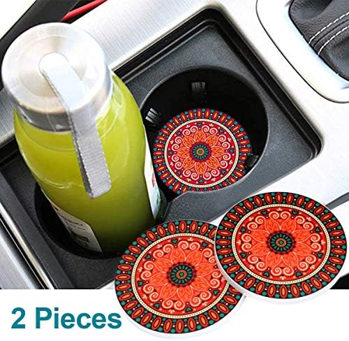 Auto Sport 2.75 Inch Diameter Oval Tough Car Logo Vehicle Travel Auto Cup Holder Insert Coaster Can 2 Pcs Pack Bohemian Style Red Car Accessories