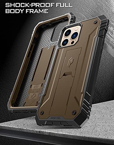 Coque iPhone 13 Pro Max intégrale robuste à double couche avec béquille marron - 7