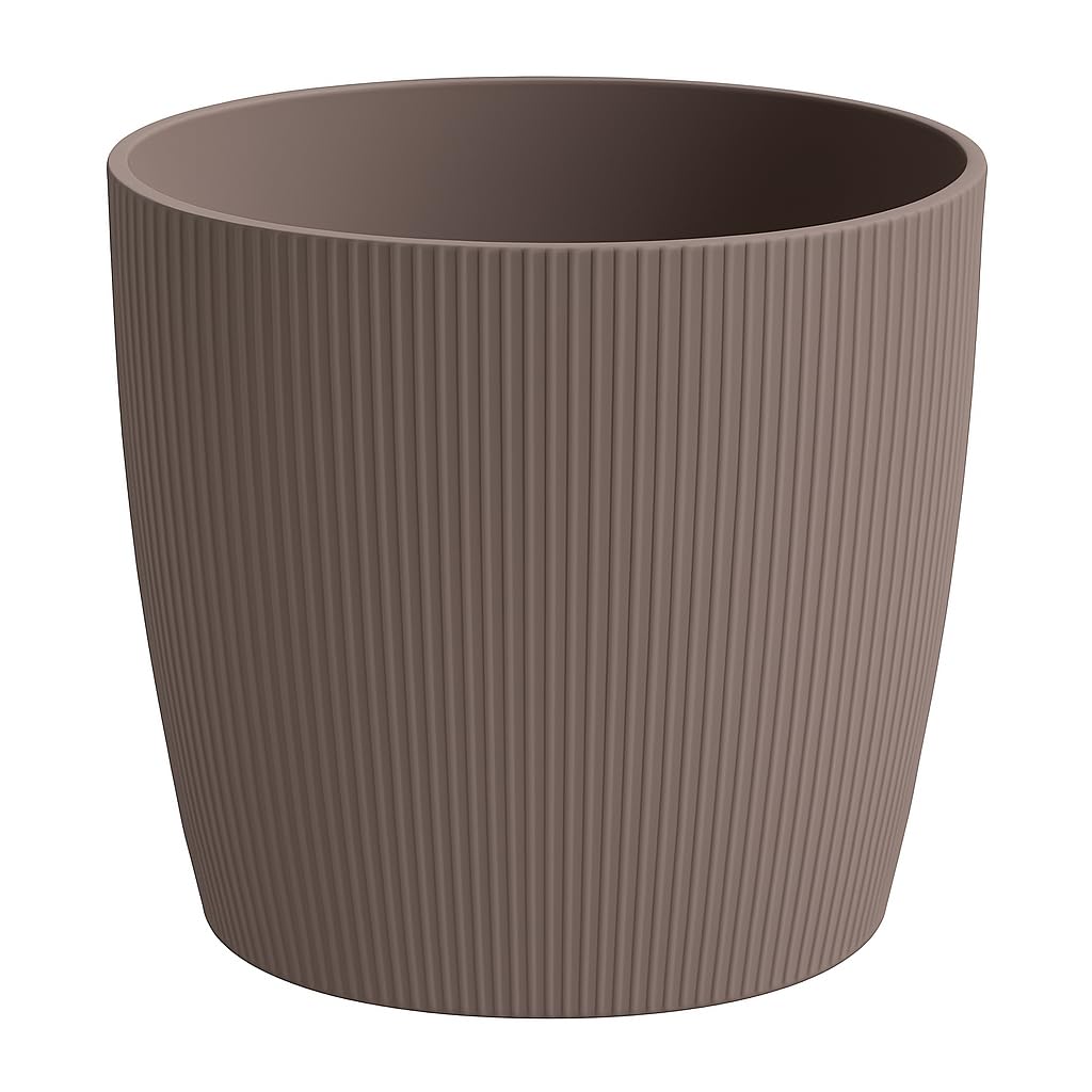 Home Garden Ornaments Taupe Decorative Small Plant Pots Indoor – Striped Indoor Plant Pot For Home And Garden (Diameter 15.5Cm, )
