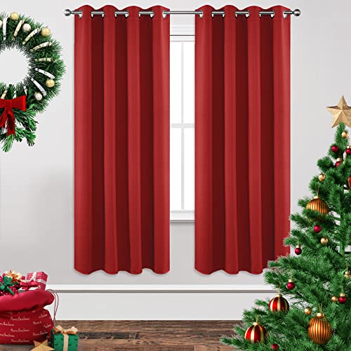 Image of Joydeco Blackout Curtains 72 Inch Length 2 Panels Set, Thermal Insulated Long Curtains& Drapes 2 Burg, Room Darkening Grommet Drapes for Living Room Bedroom Window (W52 x L72 Inch, Red)