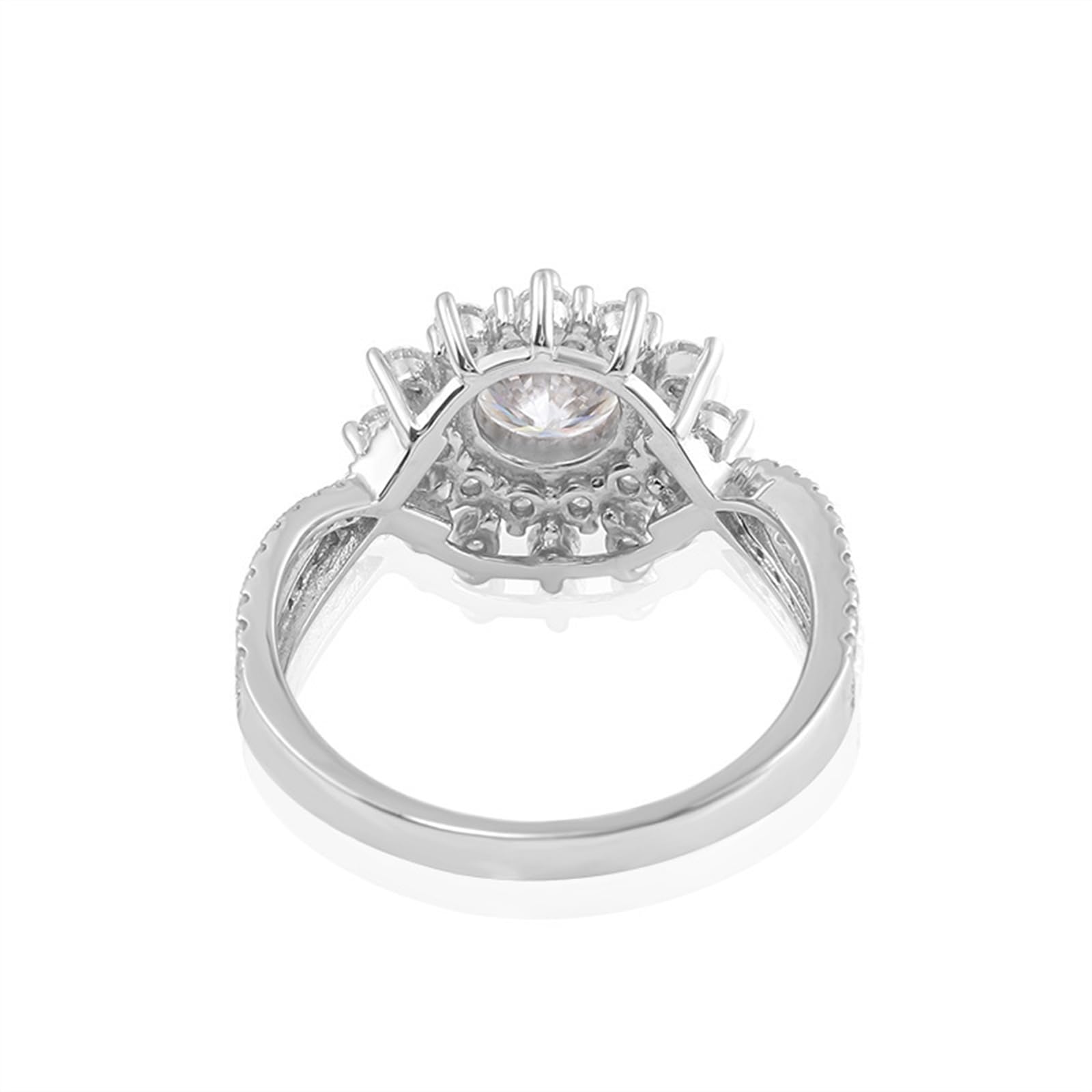 Anelli in argento 925, anello di fidanzamento da donna, set di fiori con moissanite rotonda da 1 carato, regalo di matrimonio
