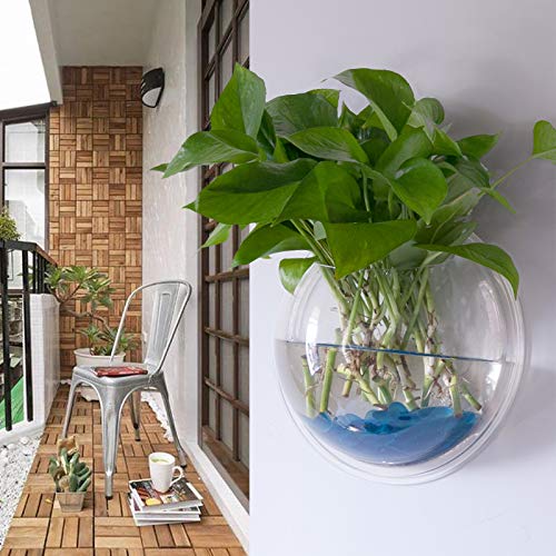 Votabell 壁掛け 水槽 アクアリウム 半球型 金魚鉢 植木鉢 観葉植物 花瓶 インテリア飾り (23cm)