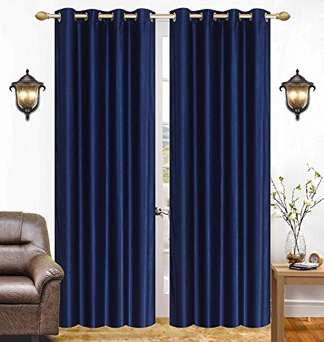 Image of Polyester Floral Window Curtain, Window 9 Feet, Blue, Pack of 2