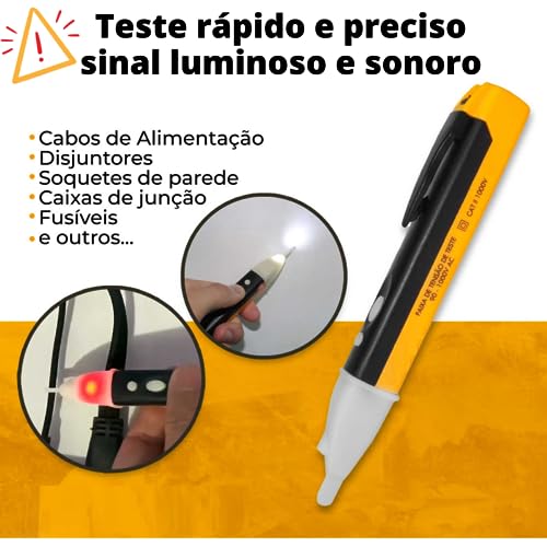Kit 2 Caneta Teste Detector Tensão Voltagem Chave Voltímetro Alerta Sonoro e Visual Profissional
