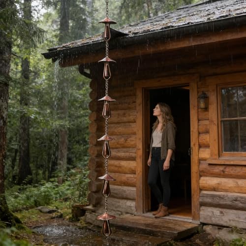 Chaîne de récupération d'eau de pluie champignon, la mélodie du jardin