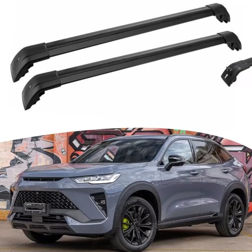 2PCS Cross Bars Aluminum Roof Rack Fits for Haval H6 GT 2020-2025 Cargo Crossbar Lockable Black 220Lbs