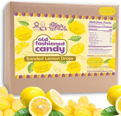 Claey's Old-Fashioned Sanded Lemon drops By The Amish Eco-farm | Hard Candy | 10 lbs box