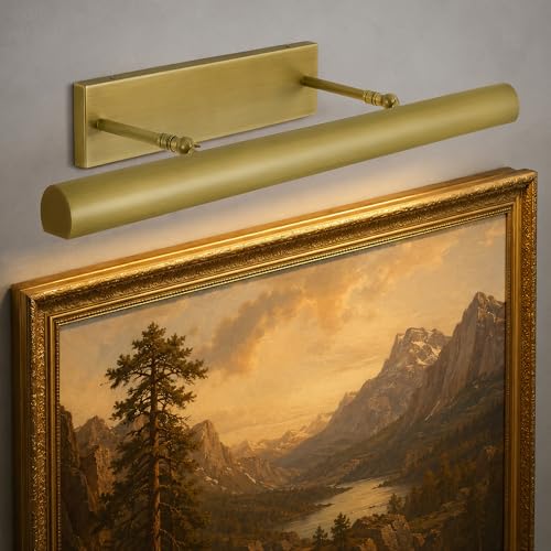 24' Brushed Brass Picture Light Hardwired, Linear Gallery Art Light, Dimmable, Warm White 2700K CRI...