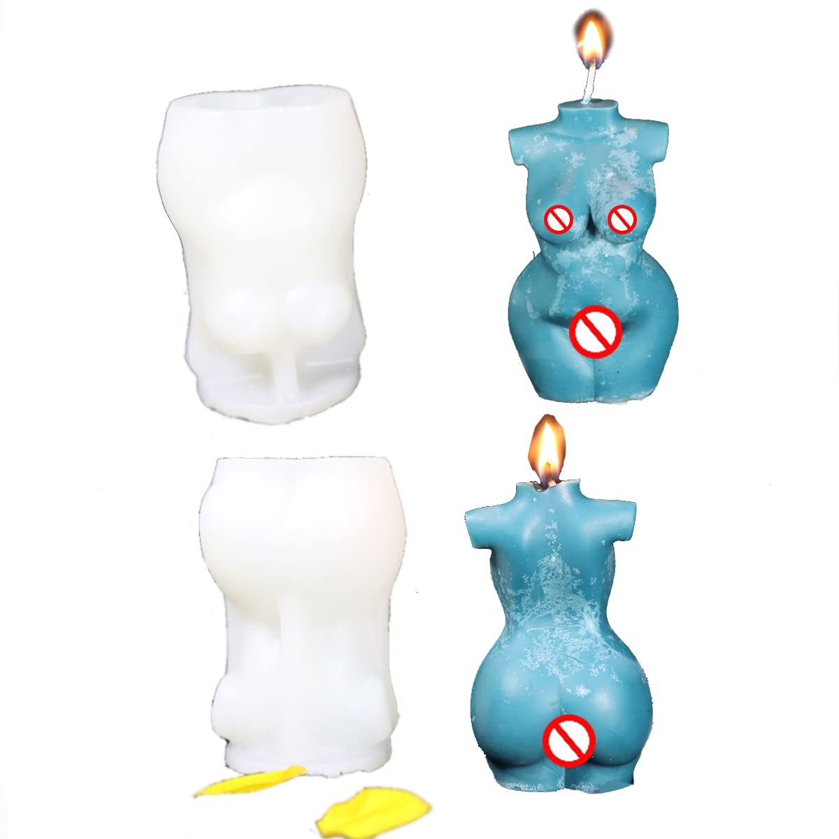 Buy LOVE'N KISS Woman Silicone Body Wax Candle Molds ,Thick Female Body