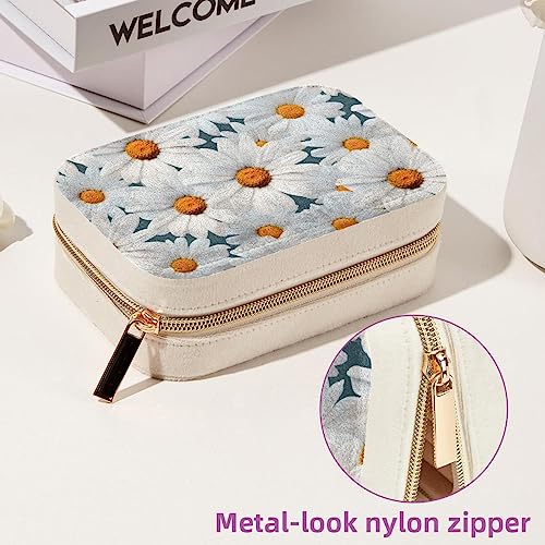 Boîte à bijoux en velours compacte, mini coffret de rangement avec fermeture éclair - 7