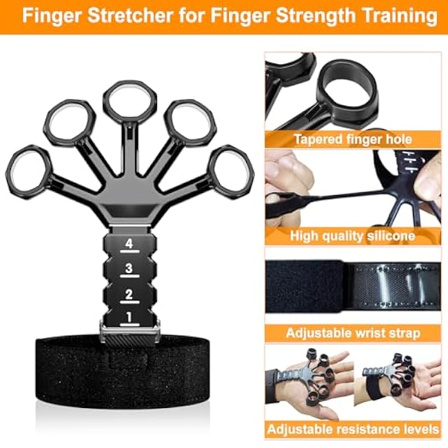ALMAH Hand Grip Strengthener kit(5 Pack),Grip Strength Trainer,Forearm Workout Trainer Adjustable Grip Exercises,Finger Grip Strengthener,Finger Stretcher,Grip Ring & Stress Relief Ball with Carry Bag
