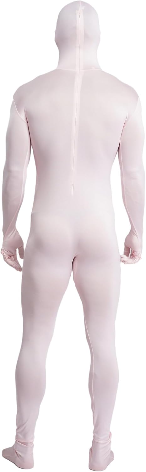 Jugaoge Unisex Womens Mens Disappearing Zentai Costumes Cosplay Party Full Bodysuit Open Face Hooded Jumpsuit