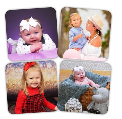 EKAM Personalised Coaster Set of 4 Custom Photo And Text Drink Coaster Using Your Own Photos 9cm x 9cm Square Gloss Finish Mothers Day Fathers New Home Gift House Warming Kitchenware Tableware Gift