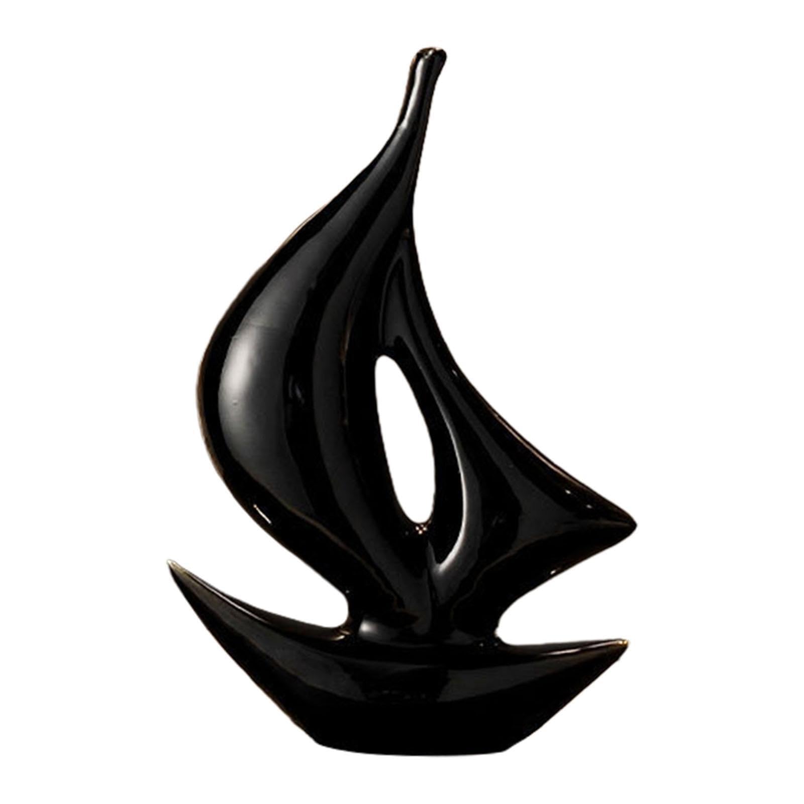 TWISAXC Sailboat Figurine Decor Ceramic Collectible For Office Or Home Display Sailboat Figurine Crafts Ornament Desktop Artwork
