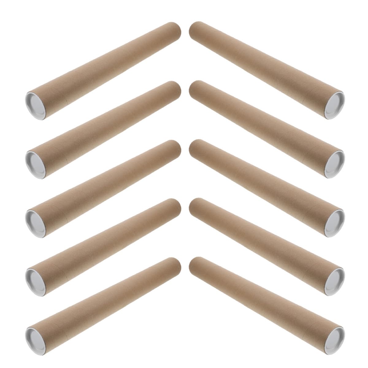 10 Stück Packung Pappposterrolle aus Kraftpapier Rund und Stabil mit Deckel zum Versand von Postern und Dokumenten im Büro und Versand