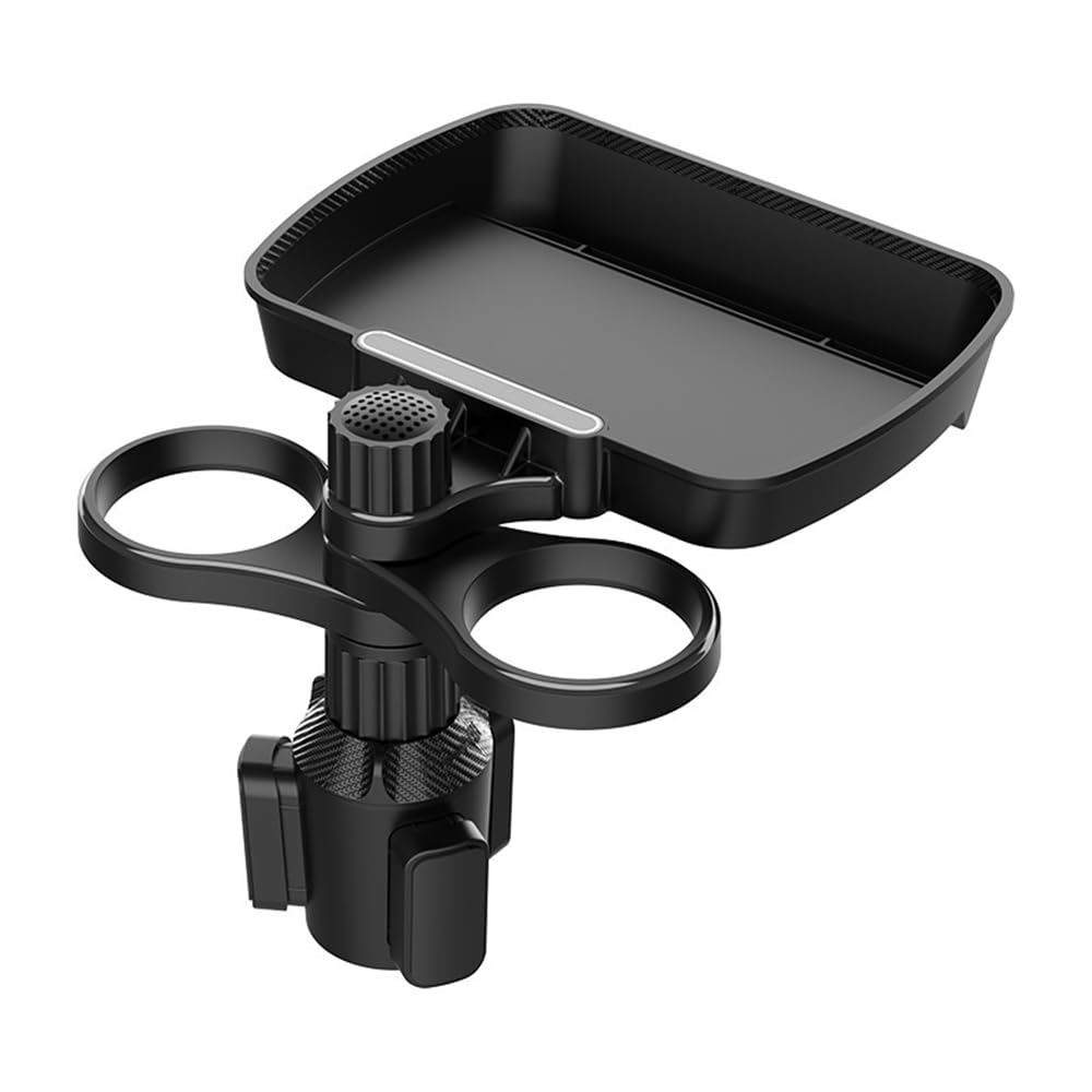 ASBHFC Car Cup Holder Expander with Large Food Tray for Renault Captur (J87 HJB 2013-2025 2026), 3-in-1 Multifunctional Car Tray for Eating, 360° Swivel Dual Cup Holder with Phone Slot
