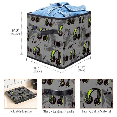 Boîte de rangement pliable avec poignées en tissu rigide style cube