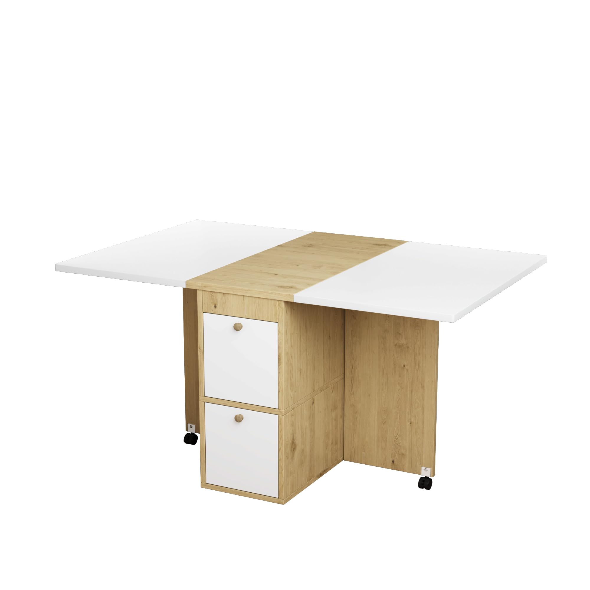 Sapgaks Ensemble Table à Manger et Chaises Pliantes 120×80×75cm Blanc Chêne 4 Chaises