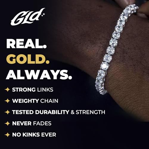 GLD Clustered Tennis Bracelet - Iced Out Chain for Men and Women in Yellow, White and Rose Gold from 6MM-12MM, 6”-9”2