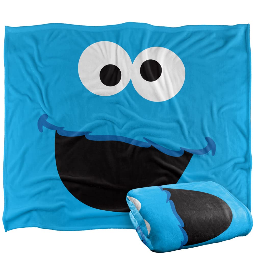 Sesame Street Cookie Monster Face Throw Blanket - Silky Touch Super Soft - 152 x 127 cm