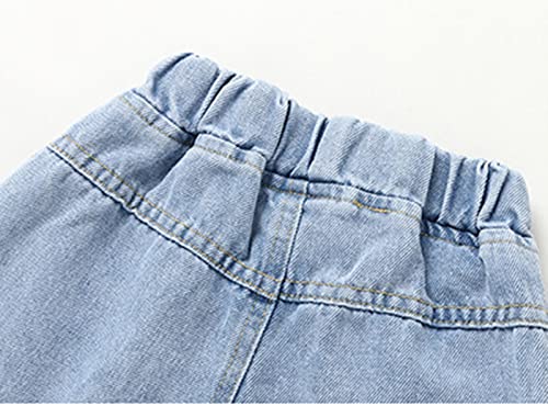 Toddler Baby Boys Girls Blue Jeans Kids Elastic Waist Trousers with Pockets Casual Pants3