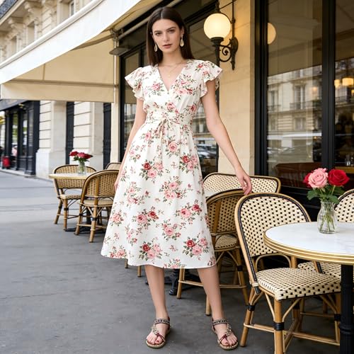 Image of Ablanczoom Flat Sandals for Women Summer: Casual Boho Beaded Toe Ring Dress Shoes - Comfortable Vacation Daily Walking Shoes