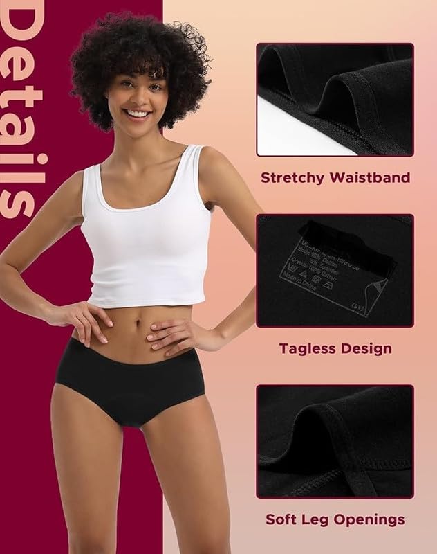 Image of DIVING DEEP Period Panties for Women - Leak Proof, Heavy Flow Protection | Overnight Protection Mid Rise Girls Period Panties |Two Years Reusable Menstrual Underwear with Tummy Control (Pack 4)