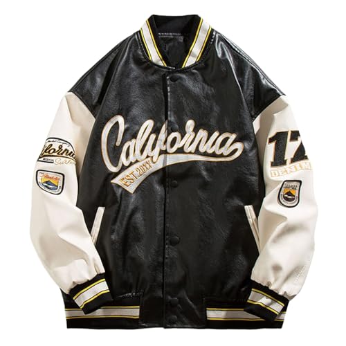 Mens Varsity Jacket Cool Baseball Jacket Bomber Jacket Hip-Hop Letterman Jacket Stylish Casual Jacket