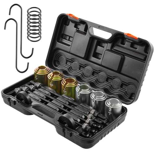 Image of VEVOR Pull and Press Sleeve Kit, 26 PCS, Steel Bush Removal Insertion Sleeve Tools with Carrying Case, Compatible with LCV and HGV Engines, for Removing and Installing Bushings, Bearings, and Seals