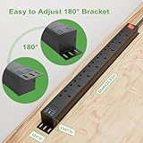 3m Cable 8 Way Power Strip Surge Protector, 8 Way Extension Lead USB C PD20W with Switches, Wall Mount Power Strip with Metal Casing for Home Office Industrial Use, Black, 13A - Image 6