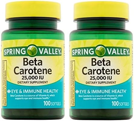 Spring Valley Beta Carotene 25000IU 100ct Softgels (Pack of 2)