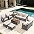 SUNSITT 8-Pieces Patio Furniture Set, Outdoor Wicker Conversation Sets with Swivel Chairs, Outdoor Sofa Set with Acacia Wood Top Coffee Table, Grey Wicker, White Cushion