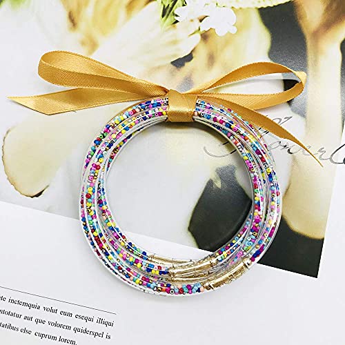 Ybmycm Glitter Jelly Bangles Bracelets Set For Women Glitter Filled Jelly Silicone Bracelets For Girls #TOP2