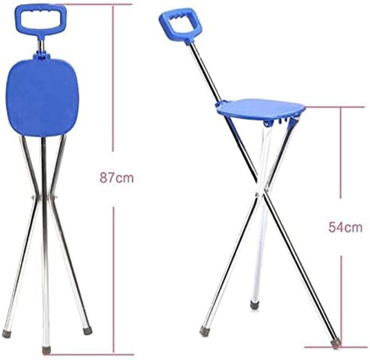 Taburete Plegable para Muletas Bastón con Silla para Caminar Bastón Trípode para Caminar Bastón Ortopédico Conteras Antideslizantes Ayuda para Caminar para Ancianos Y Discapacitados