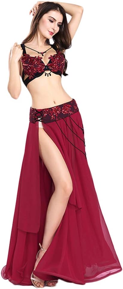 ROYAL SMEELA Belly Dancer Costumes for Women - Dance Bra and Belt, Chiffon Skirt With Slit - Dancing Outfit for Carnival - Image 7
