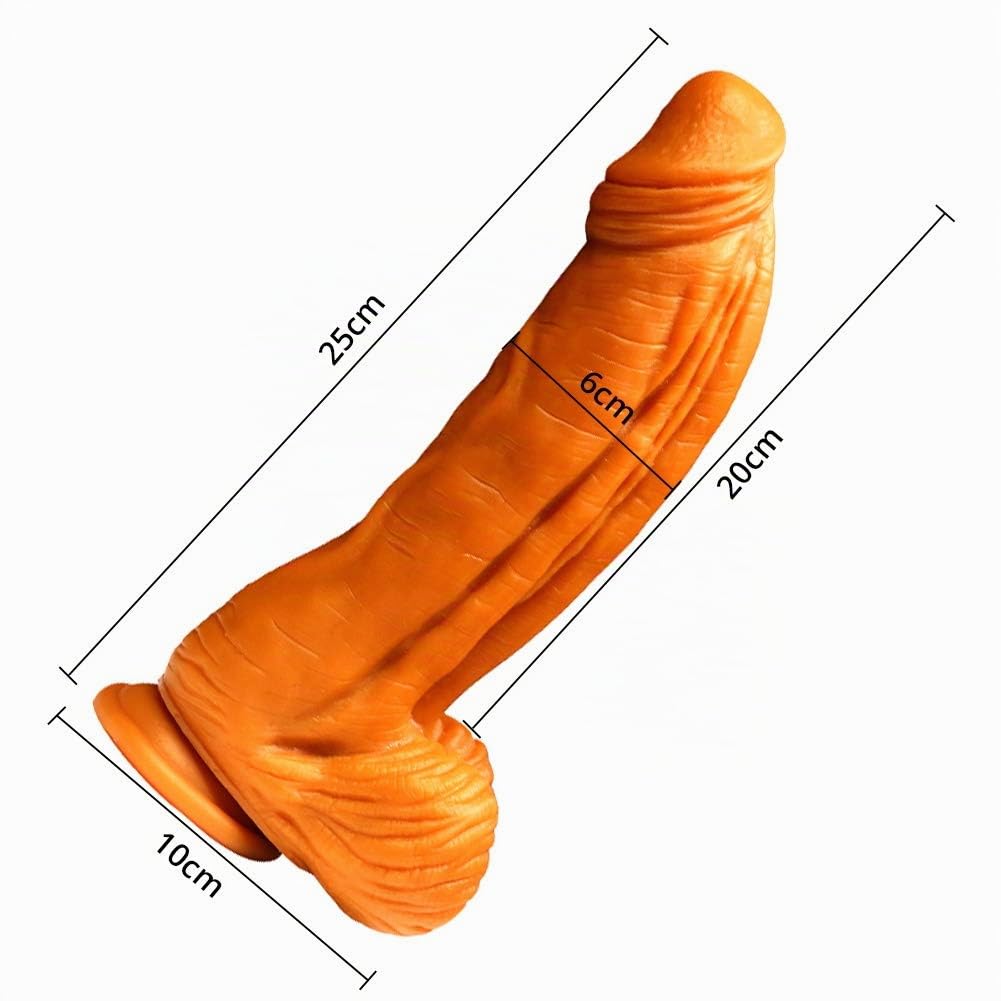 Riesiger Dildo Flüssiges Silikon Realistischer Big mit Starkem Saugnapf, Hoden und Venen Stimulation Großes Sexspielzeug für Männliche Frauen 25 * 6cm