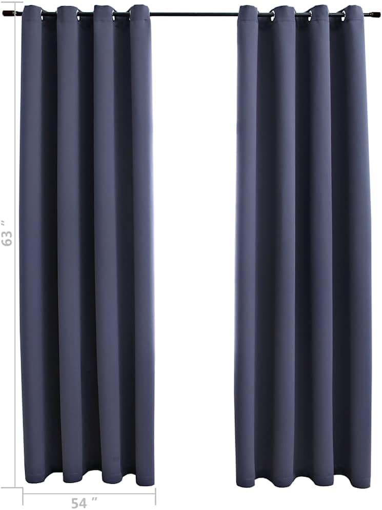 vidaXL Curtains 2 Pcs, Blackout Curtains for Bedroom Living Room, Window Blinds with Rings, Darkening Curtains Drapery, Anthracite Fabric