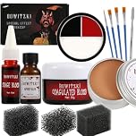 Bowitzki Halloween SFX Makeup Kit Scar Wax Special Effect Makeup,Scab Blood + 3 Colors Oil Based Face Paint + Spirit Gum + Skin Wax + 3 Stipple Sponges + Spatula