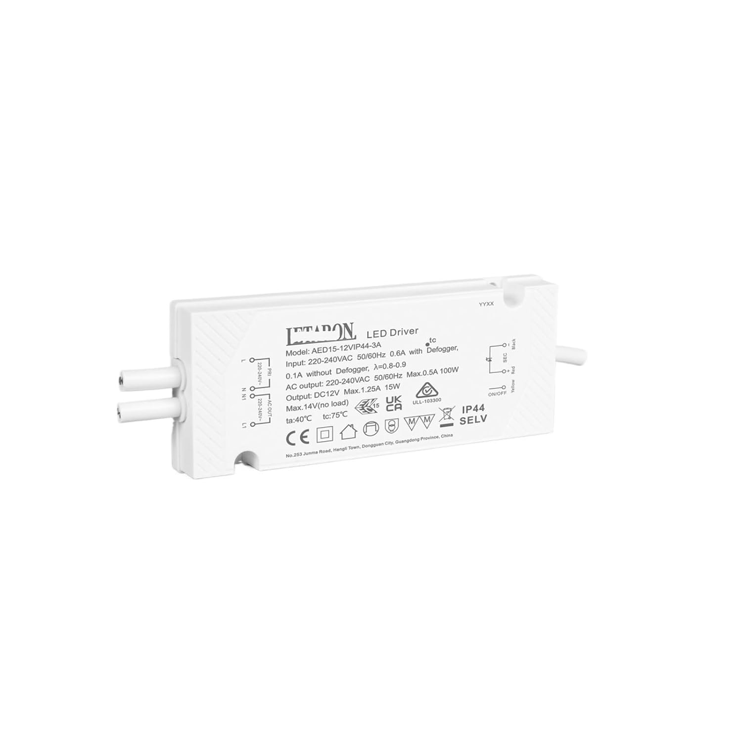 AED15-12VIP44-3A European Standard Ultra-Thin Bathroom Mirror Constant Voltage Power Supply 12V15W Built-in Relay