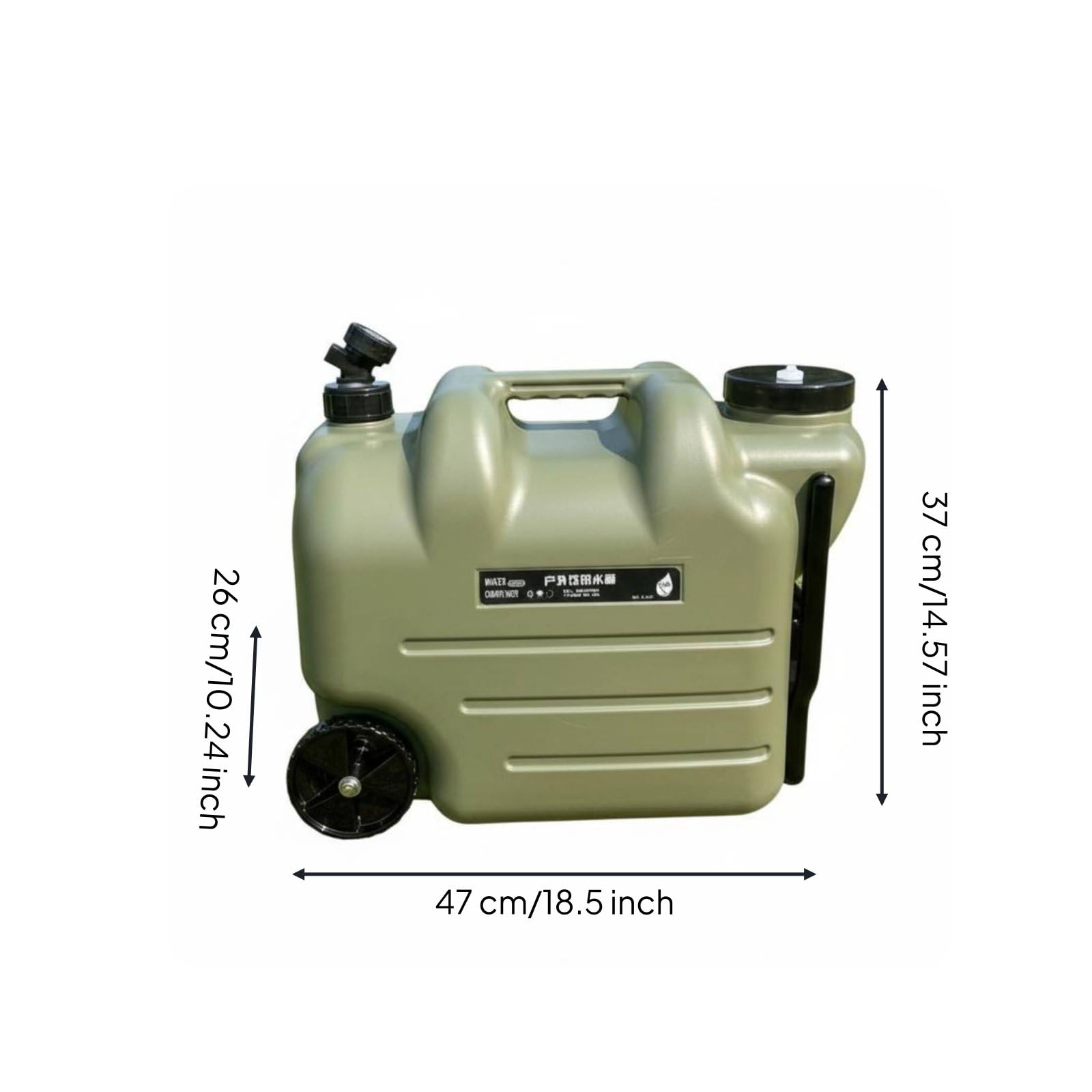 predolo Tanque de Agua Rodante 28L Gran Capacidad Bidón de Agua con Ruedas y Grifo Tipo Alimenticio para Viajeros en Autocaravana, Entusiastas Del Aire Libre, Negro