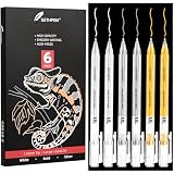Gold Silver White Gel Pens, 1mm Fine Point Gel Ink Pen Opaque Archival Ink Pens for Black Paper Drawing, Sketching, Illustration, Card Making, Bullet Journaling, 6 Pack