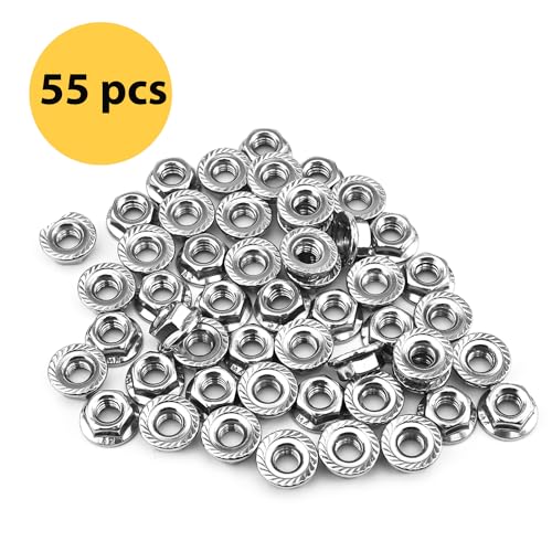 Mriuuod NM231020N-0005-FBA 55 Pack M6 Serrated Flange Hex Nuts, M6-1Mm Hexagon Flange Nuts, 304 Stainless Steel, Metric Nuts Fasteners thumb #2